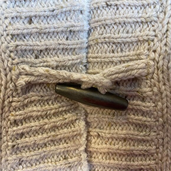 Relativity Womans Cardigan Sweater Large Beige Cable Knit Toggle With Pockets - Picture 8 of 11